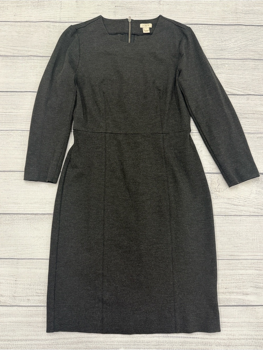 J.Crew Dark Gray Ponte Sheath Dress Long Sleeve Size 0